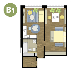 Grundriss 2-Raum B1