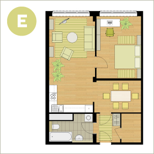 Grundriss 2-Raum E