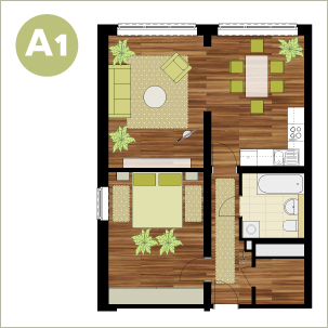 Grundriss 3-Raum A1