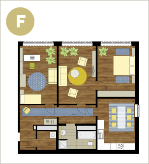 Grundriss 3-Raum F